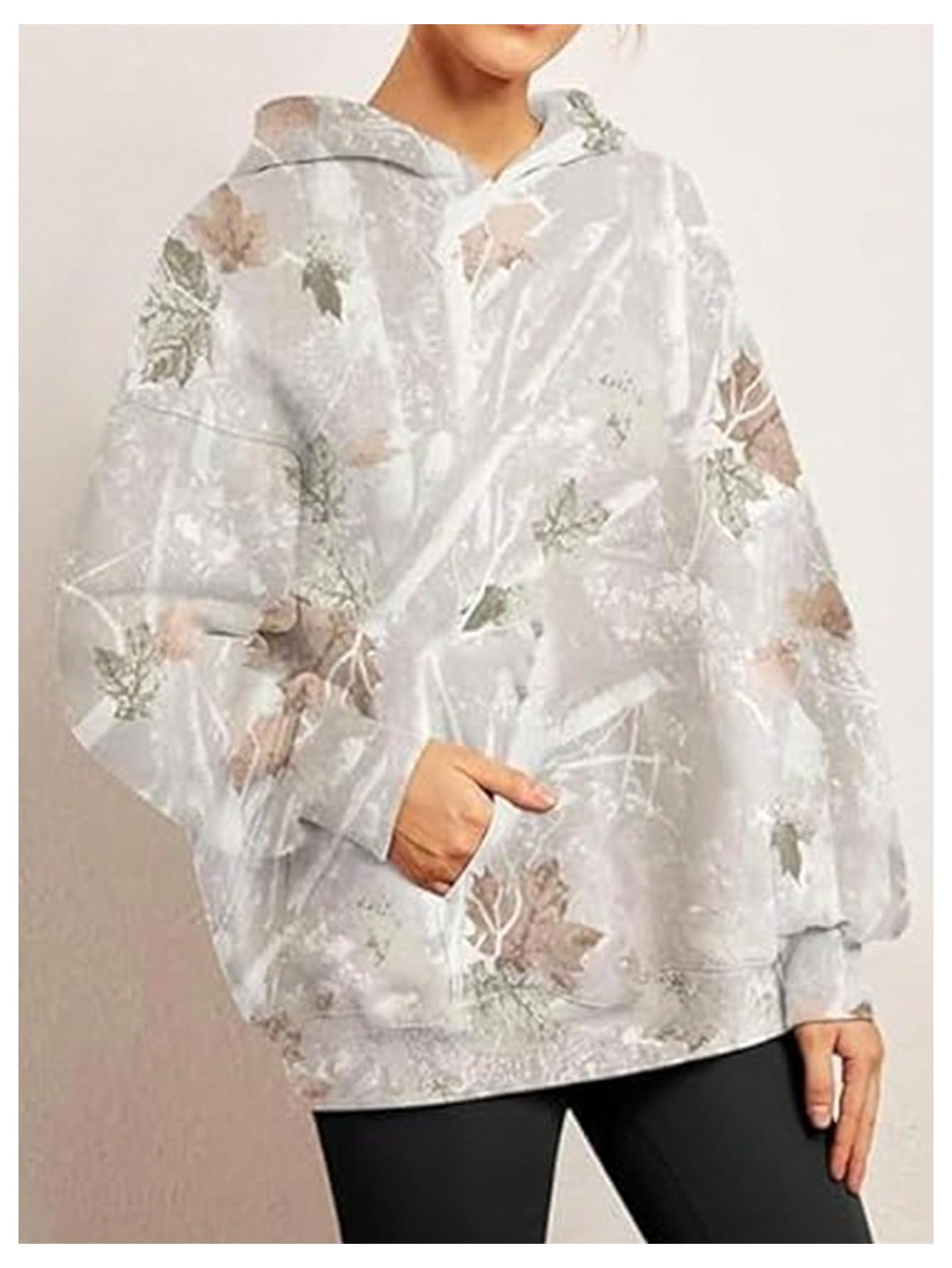 SOLY HUX Women's Fleece Hooded Sweatshirt - Long Sleeve Pullover with Kangaroo Pocket, Cozy Printed Hoodie for Casual Wear, Outdoor Activities & Lounge