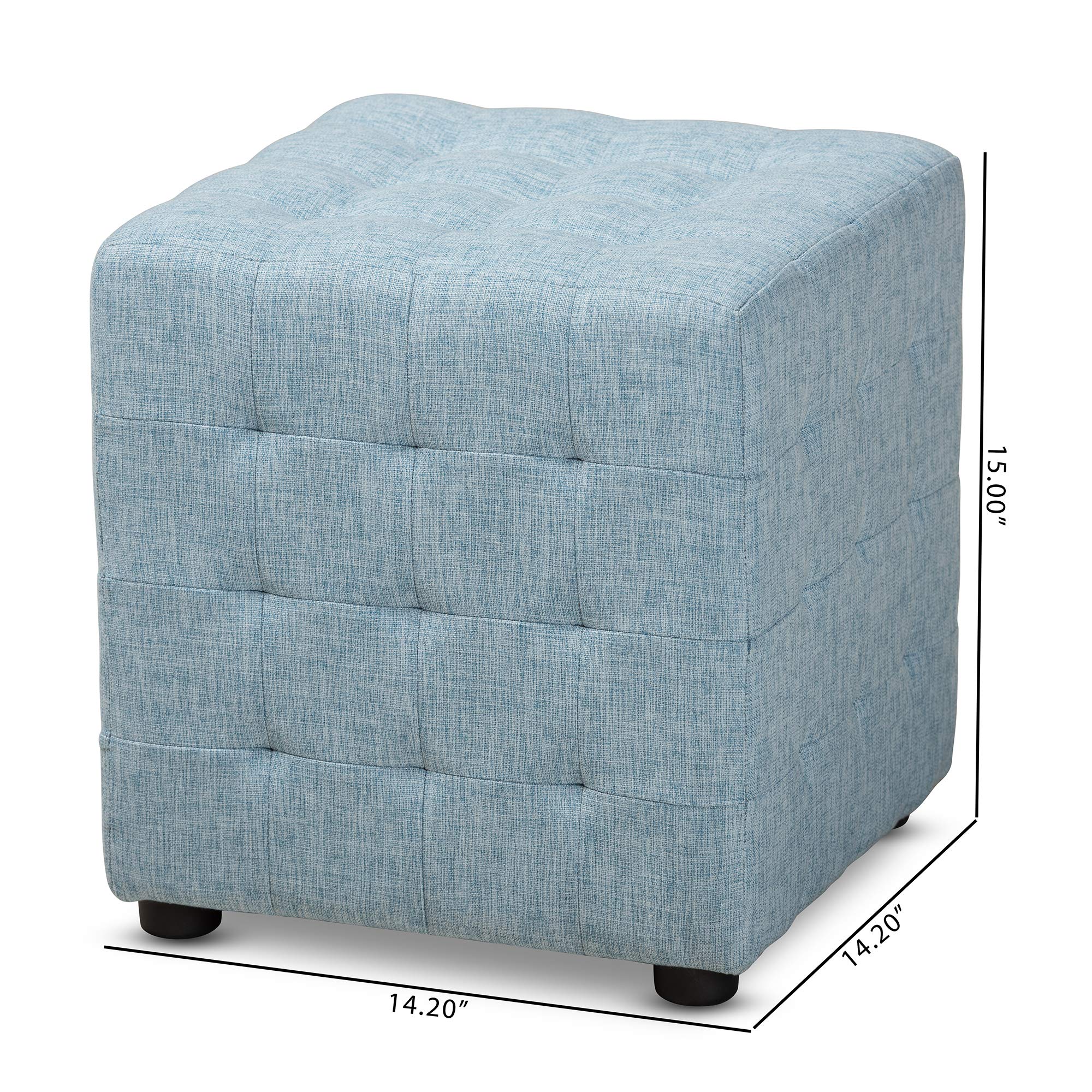 Baxton Studio Light Blue Ottoman - Perfect for Living Room, Bedroom & Home Decor - Comfortable & Stylish Footrest Pouf