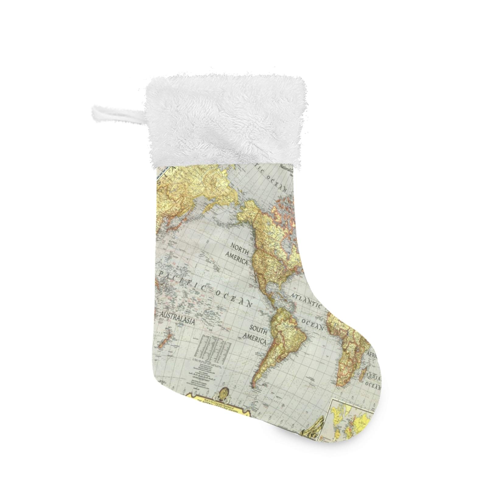 Vintage World Map Christmas Stockings - 17