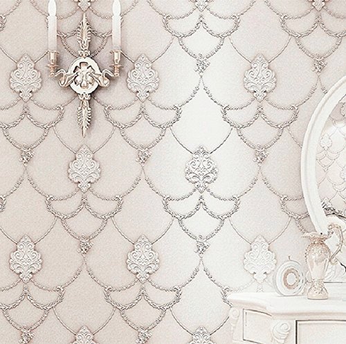 Elegant Damask Wallpaper for Living Room & Bedroom - Non-Woven French Design