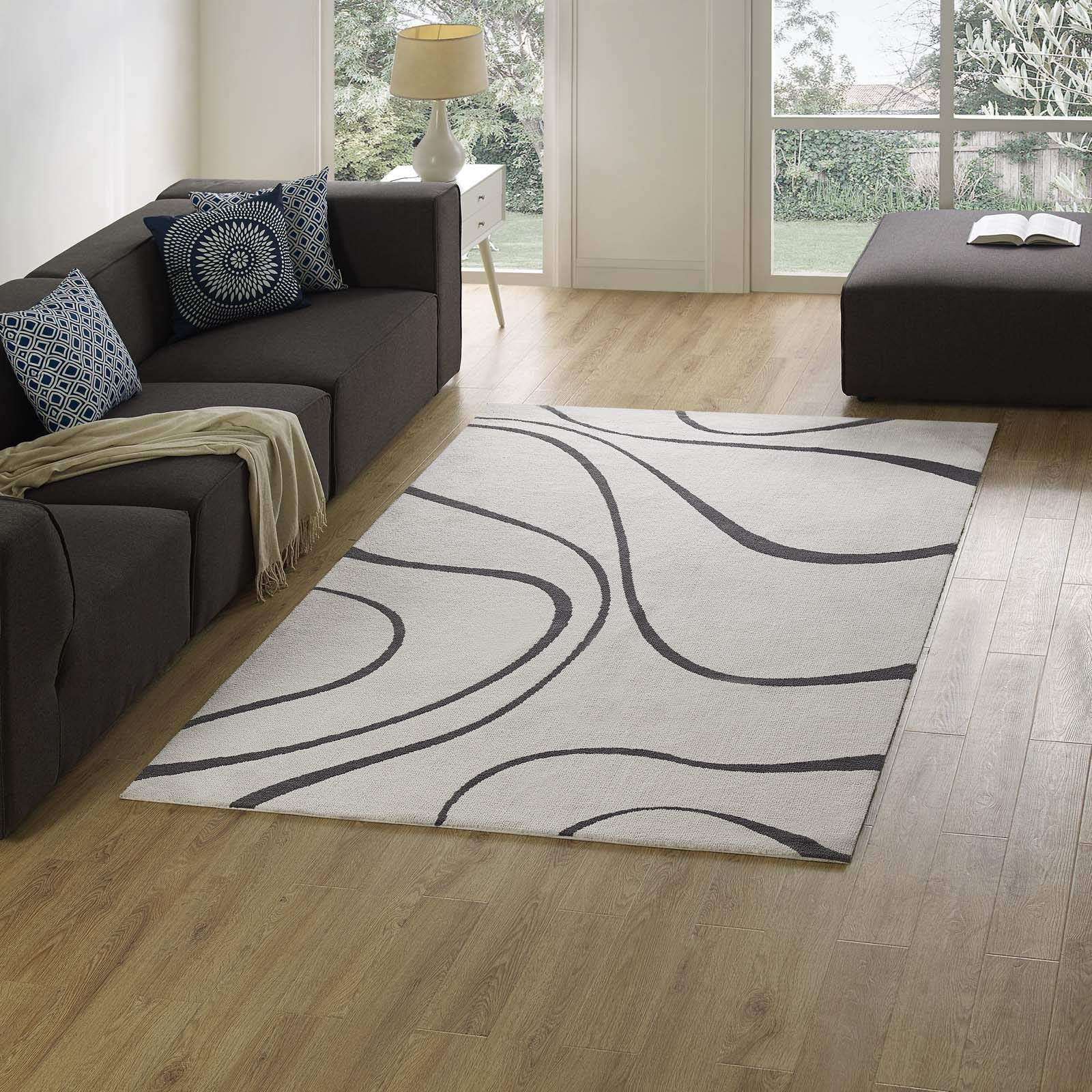 Modern Contemporary Urban Living Room Area Rug - Soft Fabric Floor Carpet Runner in Multi-Gray Shades | Perfect for Lounge, Bedroom & Office Decor