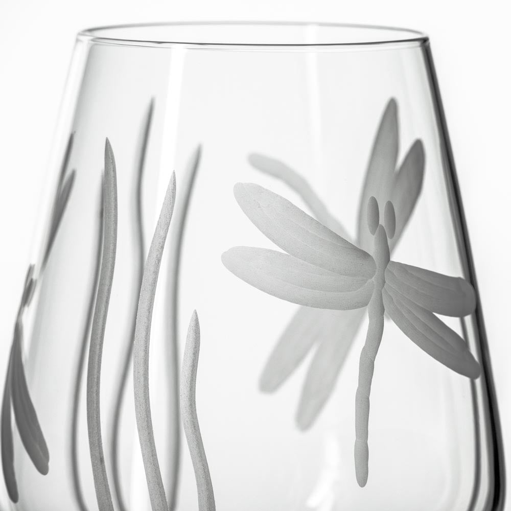Dragonfly 18oz Stemless Wine Tumbler Set of 4 - Elegant Unbreakable Glassware for Wine, Cocktails & Iced Coffee | Perfect for Parties, Picnics & Home Entertaining