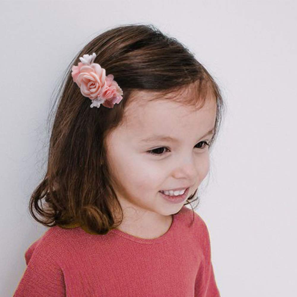 Lightweight Floral Hair Clips Set for Baby Girls & Toddlers - 3pcs Boutique Alligator Hair Bows with Fully Lined Design - Perfect Hair Accessories for Teens, Birthday Gifts & Special Occasions - Ideal for Parties, Weddings, and Everyday Wear