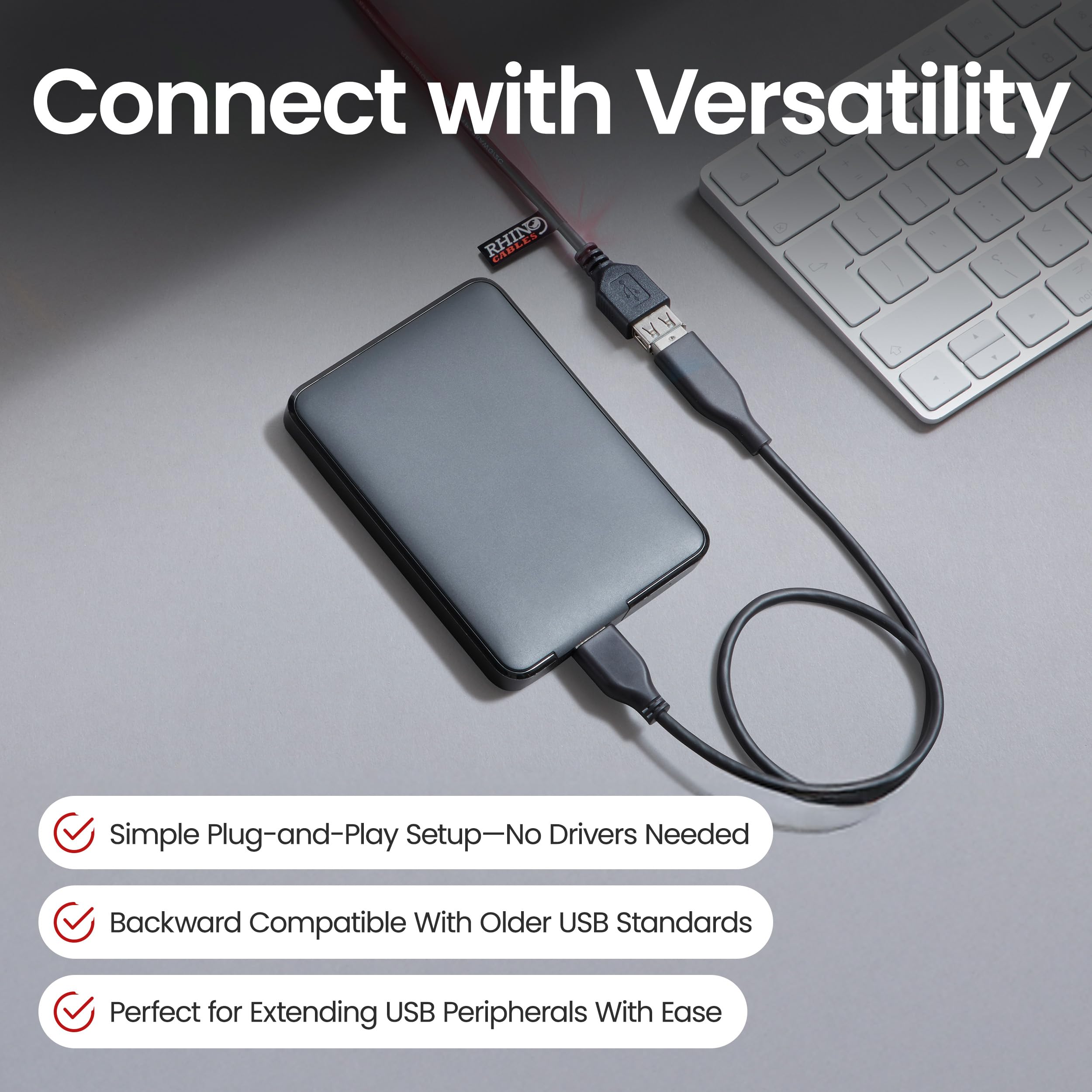 Premium USB 2.0 A to A Extension Cable - High Speed 480Mbps Data Transfer for Printers, Cameras, Mice & Keyboards | Durable 1M Cord for Home Office & Gaming Setup | Reliable Connectivity Solution (1-Pack)