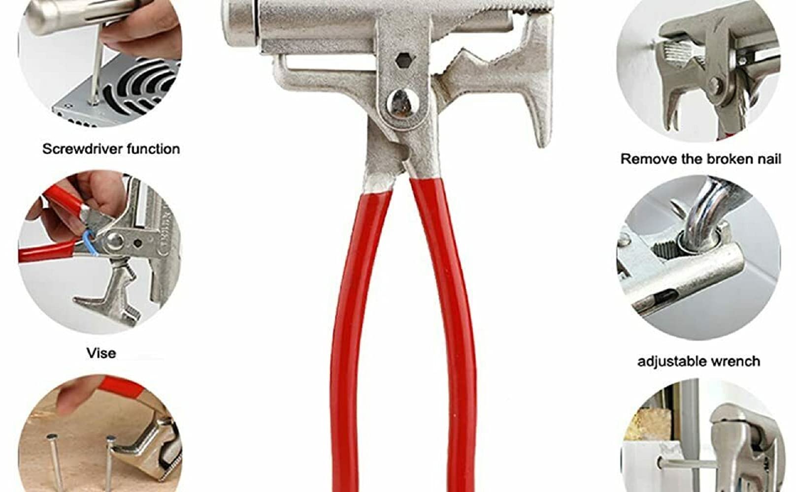Multifunctional Hammer Screwdriver Set with Nail Puller, Pipe Pliers, Wrench & Clamp - Perfect for DIY Home Repairs, Construction Projects & Emergency Tool Kit