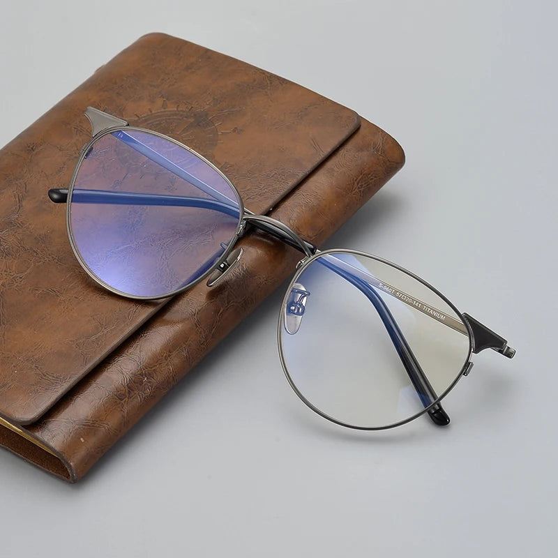 Stylish Aimee Unisex Full Rim Round Oval Titanium Eyeglasses Frame 19960 - Lightweight & Durable for Work, Reading & Everyday Wear