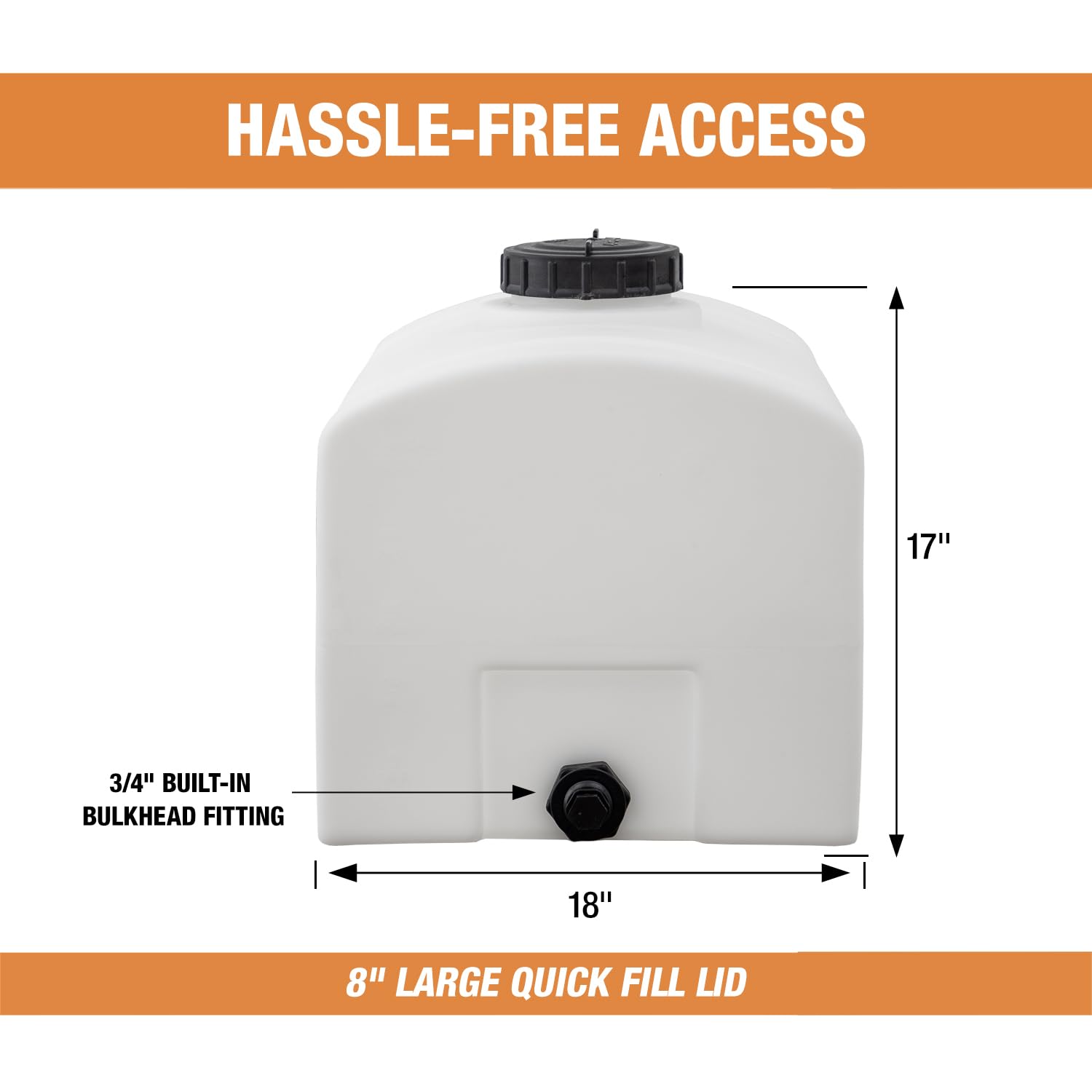 RomoTech 82123899 26-Gallon Polyethylene Domed Water Storage Tank - USA-Made Rustproof & Corrosion-Resistant Poly Tank for Water & Non-Flammable Liquids | Ideal for Agricultural, Industrial & Emergency Water Storage