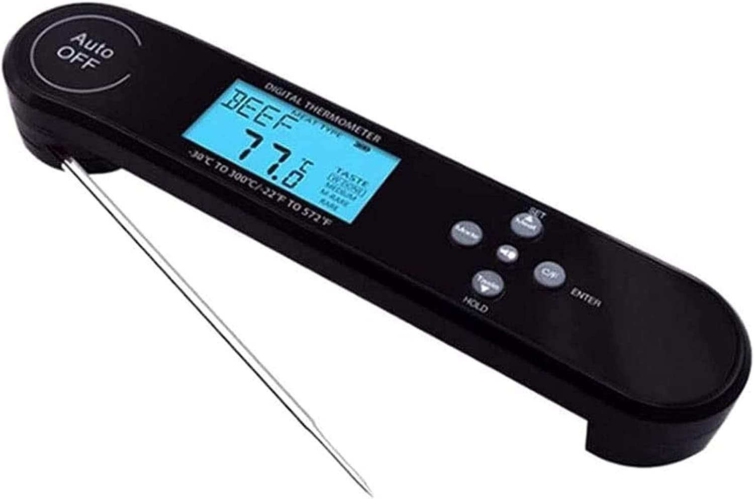 **Digital Instant Read Meat Thermometer - Waterproof Kitchen Food Thermometer with Backlit LCD - Fast & Accurate Electric Probe for BBQ, Grilling, Smoker, Baking, Turkey, Roasts (Ideal for Home Chefs & Outdoor Cooking)**