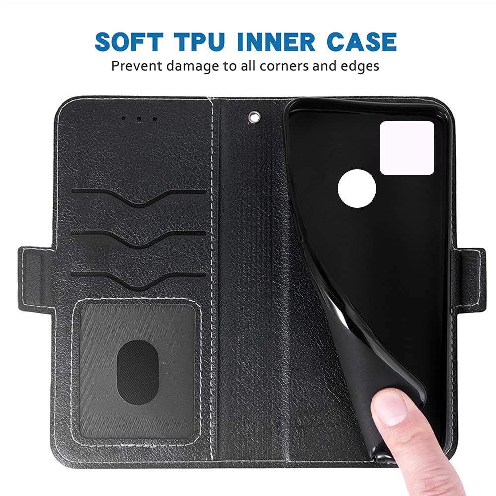 Premium Leather Wallet Case for T-Mobile Revvl 5G (T790W) - Flip Cover with Card Holder, Wrist Strap & Stand | Compatible with TCL Revel G5 | Perfect for Everyday Use, Travel & Hands-Free Convenience