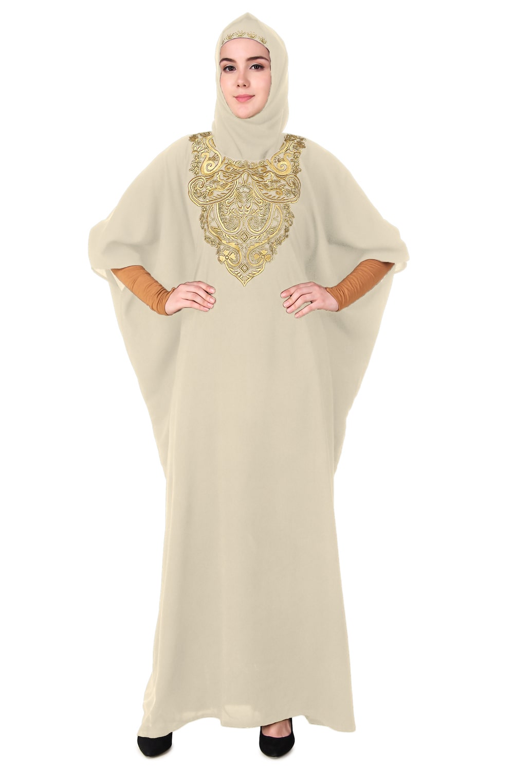 Exquisite Floral Hand Embroidered Kaftan Dress for Women - Boho Chic Beach Cover Up, Resort Wear & Summer Vacation Outfit