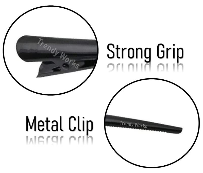 Trendy Works 6-Piece Crystal Rhinestone Long Banana Metal Hair Clips for Women & Girls - Elegant Hair Accessories for Parties, Weddings & Daily Styling (Black)