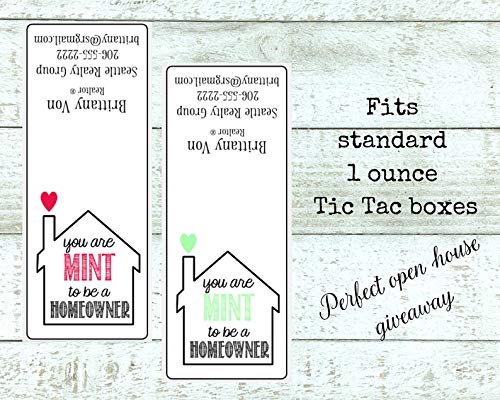 Personalized Tic Tac Stickers - 12 Real Estate Marketing Labels for Home Buyers
