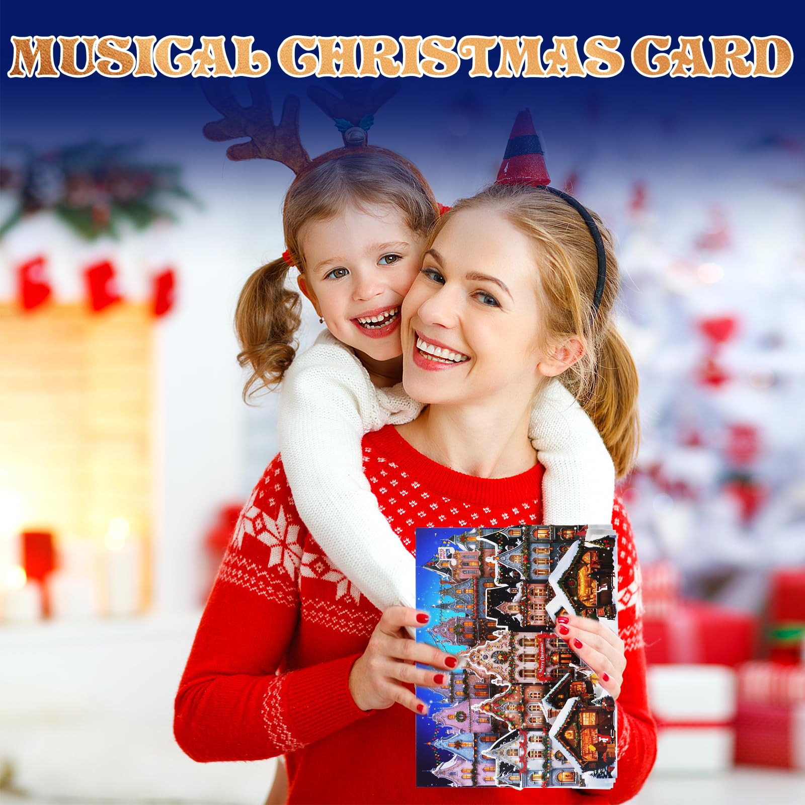 Christmas Pop Up Cards for Kids - Musical Greeting Cards with Lights & Songs - Holiday New Year Gift - Perfect for Classroom Exchanges, Stocking Stuffers & Family Celebrations