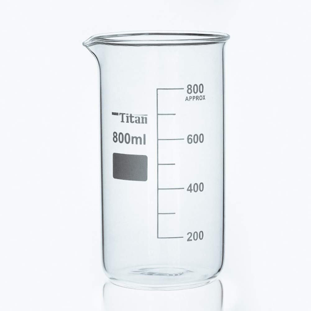 800ml Borosilicate Glass Lab Beaker Set - 6pcs High Form Scientific Beakers for Chemistry Experiments, School Labs & DIY Science Projects