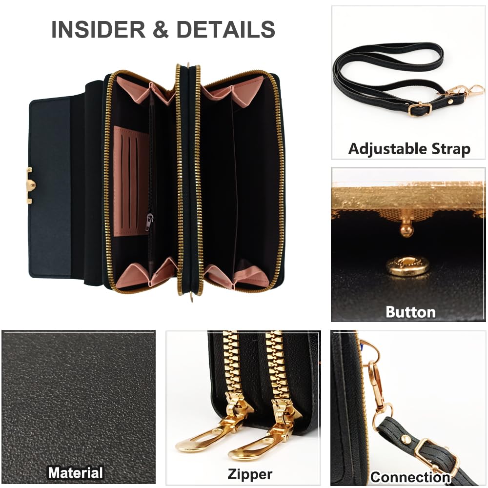 PORT&LOTUS Women's Crossbody Bag - Genuine PU Leather Purse with Adjustable Strap for Work, Travel & Everyday Use