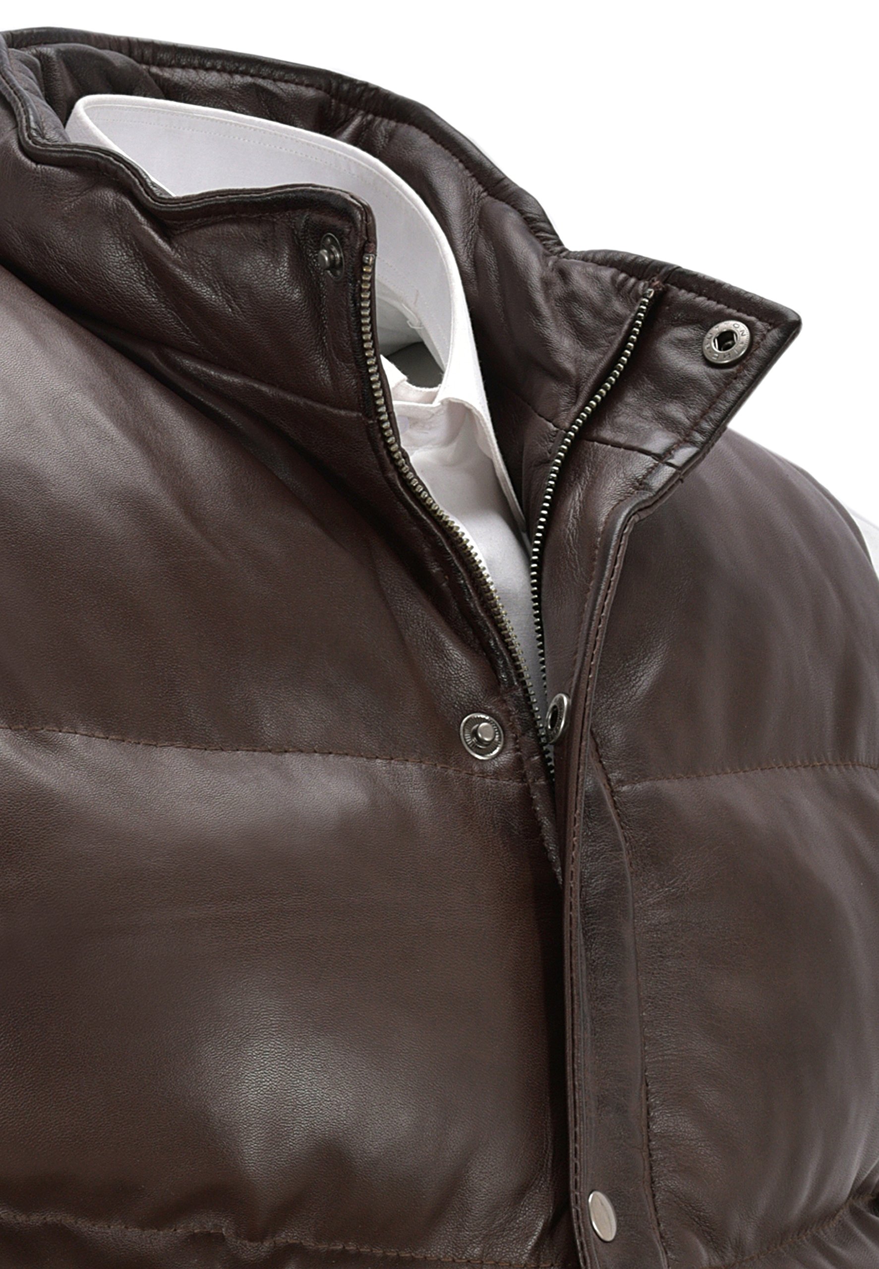 Men's Padded Lambskin Leather Puffer Waistcoat - Stylish Casual Winter Vest for Outdoor Activities & Urban Fashion