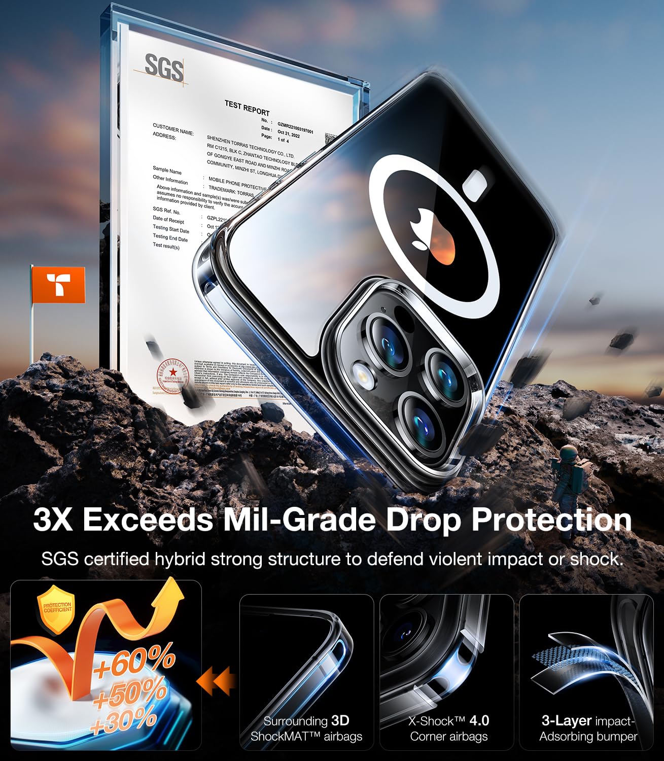 TORRAS Military Shockproof iPhone 15 Pro Case with MagSafe - 12FT Drop Protection, 20W Fast Charging, Slim Matte Magnetic Cover with Titanium Action Button - Perfect for Outdoor Adventures, Travel & Daily Protection