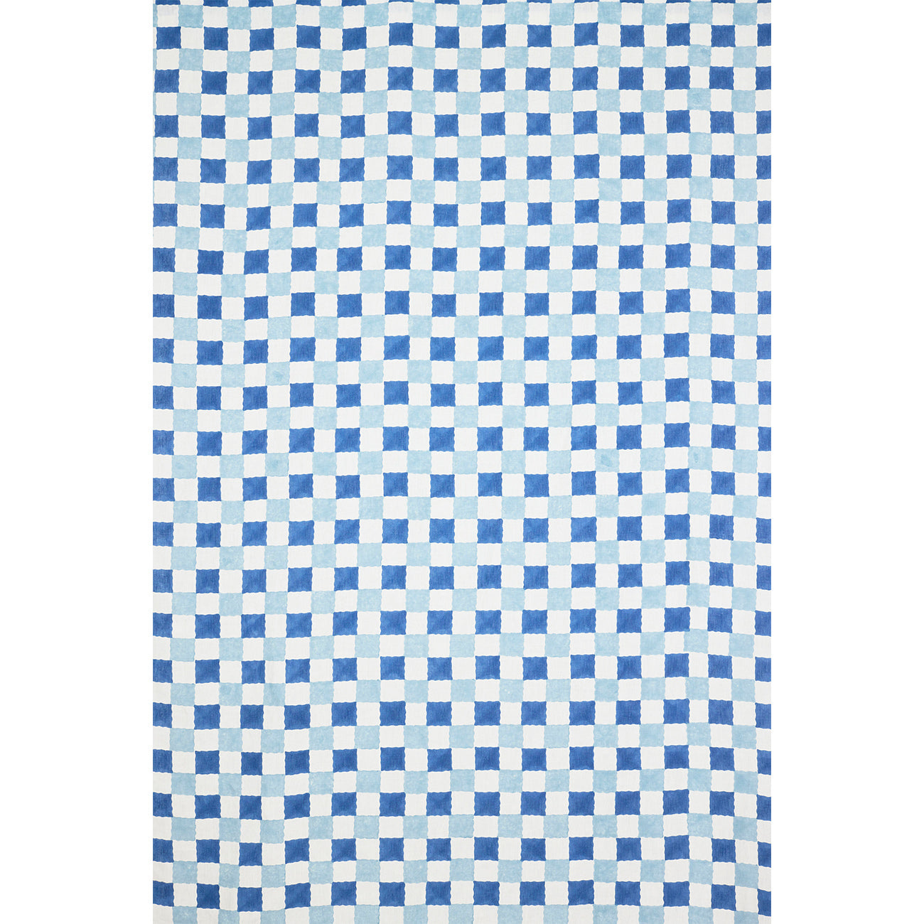 Checkered Block Printed Linen Fabric in Blue - Perfect for DIY Home Decor, Upholstery & Fashion Accessories