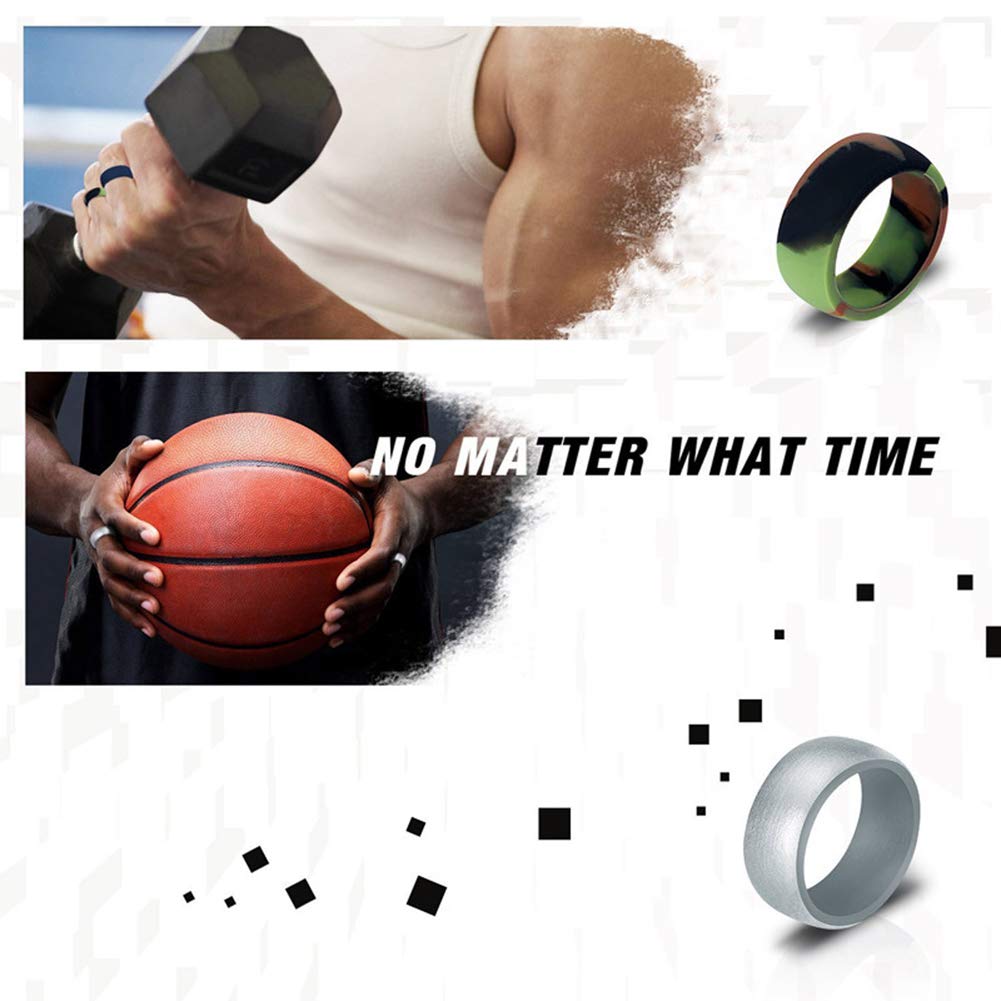 Longbeauty 7 Pack Silicone Wedding Rings for Men & Women - Flexible, Medical Grade, Comfort Fit Bands for Sports, Outdoor Activities & Daily Wear - Perfect for Gym, Running, Swimming & Work Safety