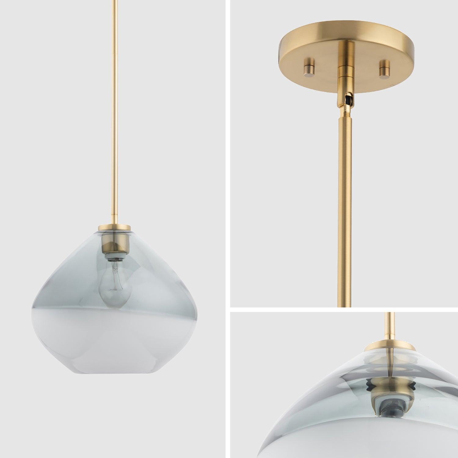 Phoebe 1-Light Modern Handblown Glass Pendant Light Fixture - Perfect for Kitchen Island, Dining Room, or Bedroom Lighting