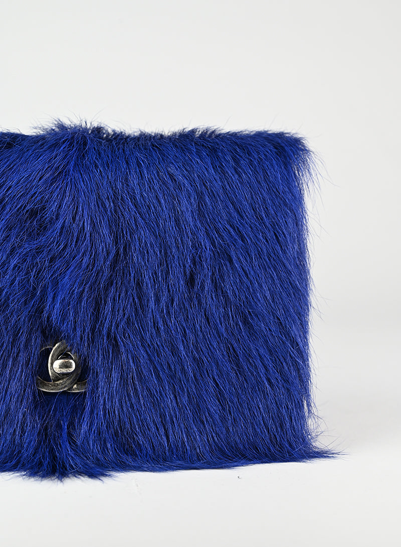 Chanel Blue Fur Crossbody Bag for Women - Luxury Designer Handbag for Evening Parties & Special Occasions