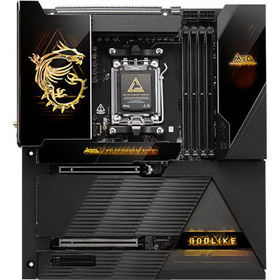 MSI MEG X870E GODLIKE Gaming Motherboard - AMD AM5 Socket, DDR5, PCIe 5.0, Wi-Fi 6E - Ultimate Performance for PC Builders & Gamers | Perfect for High-End Gaming Rigs & Content Creation Workstations