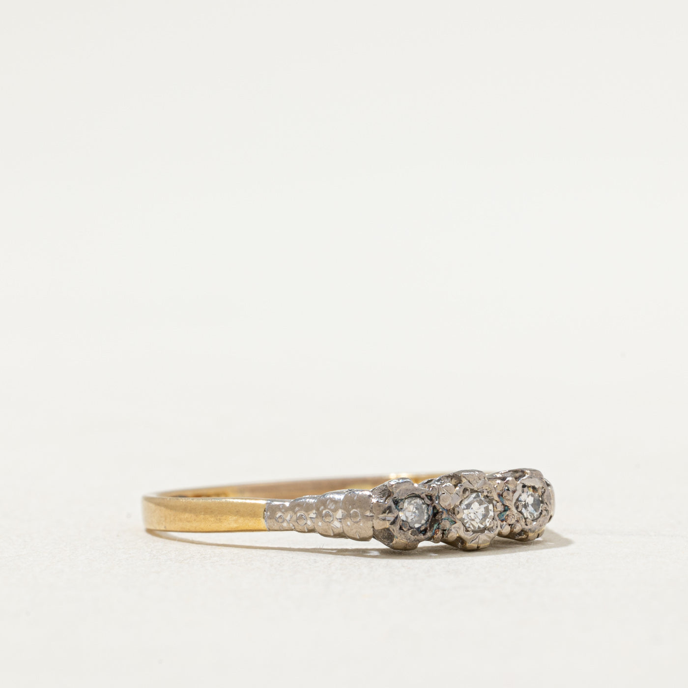 Vintage Three Stone Diamond Ring - 0.07 Carat Total Weight (CTW) - Size 8.5 - Elegant Engagement, Wedding, or Anniversary Jewelry Gift for Women