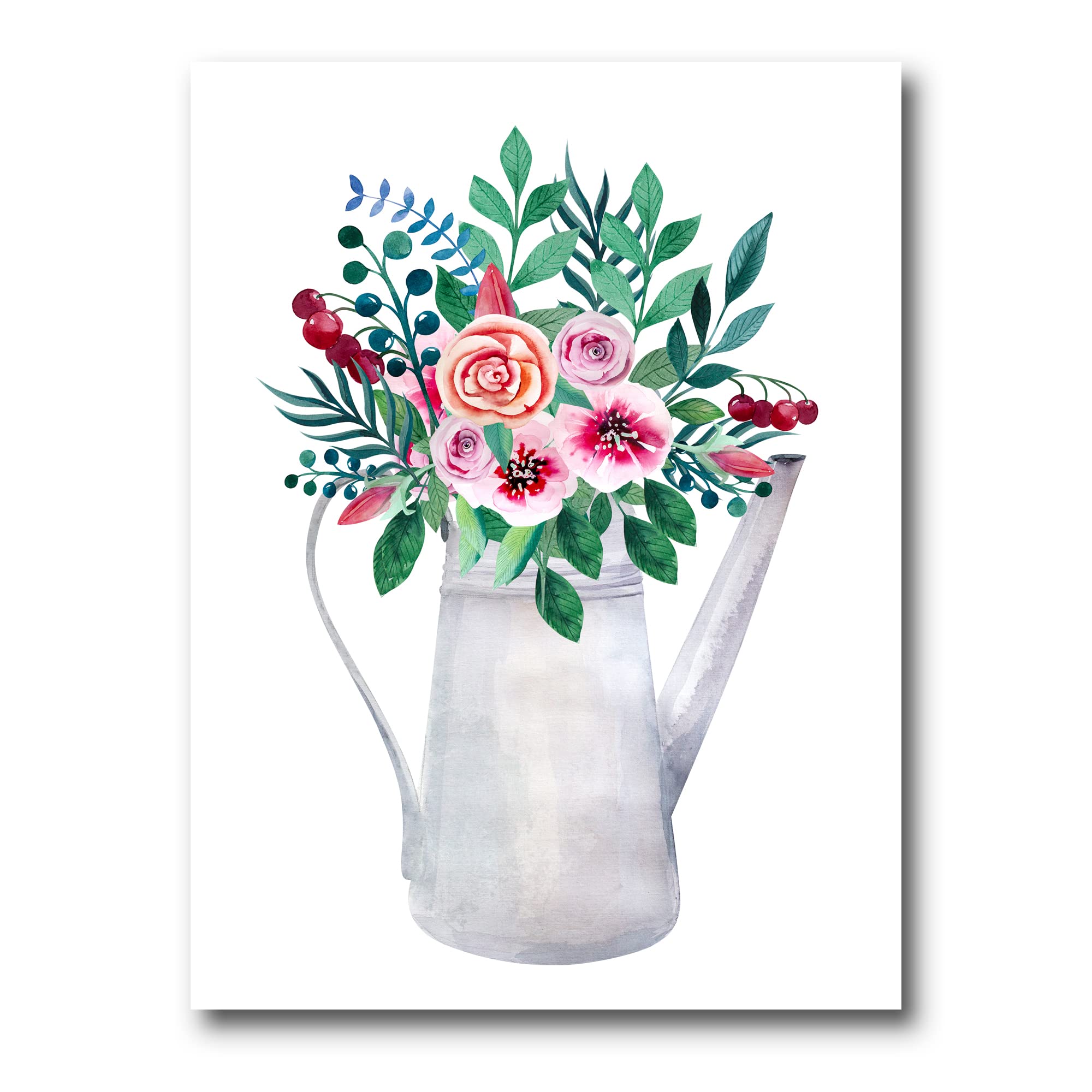 Rustic Flowering Pot with Bouquets of Flowers - Traditional Canvas Wall Art for Home Decor, Living Room, Bedroom & Office