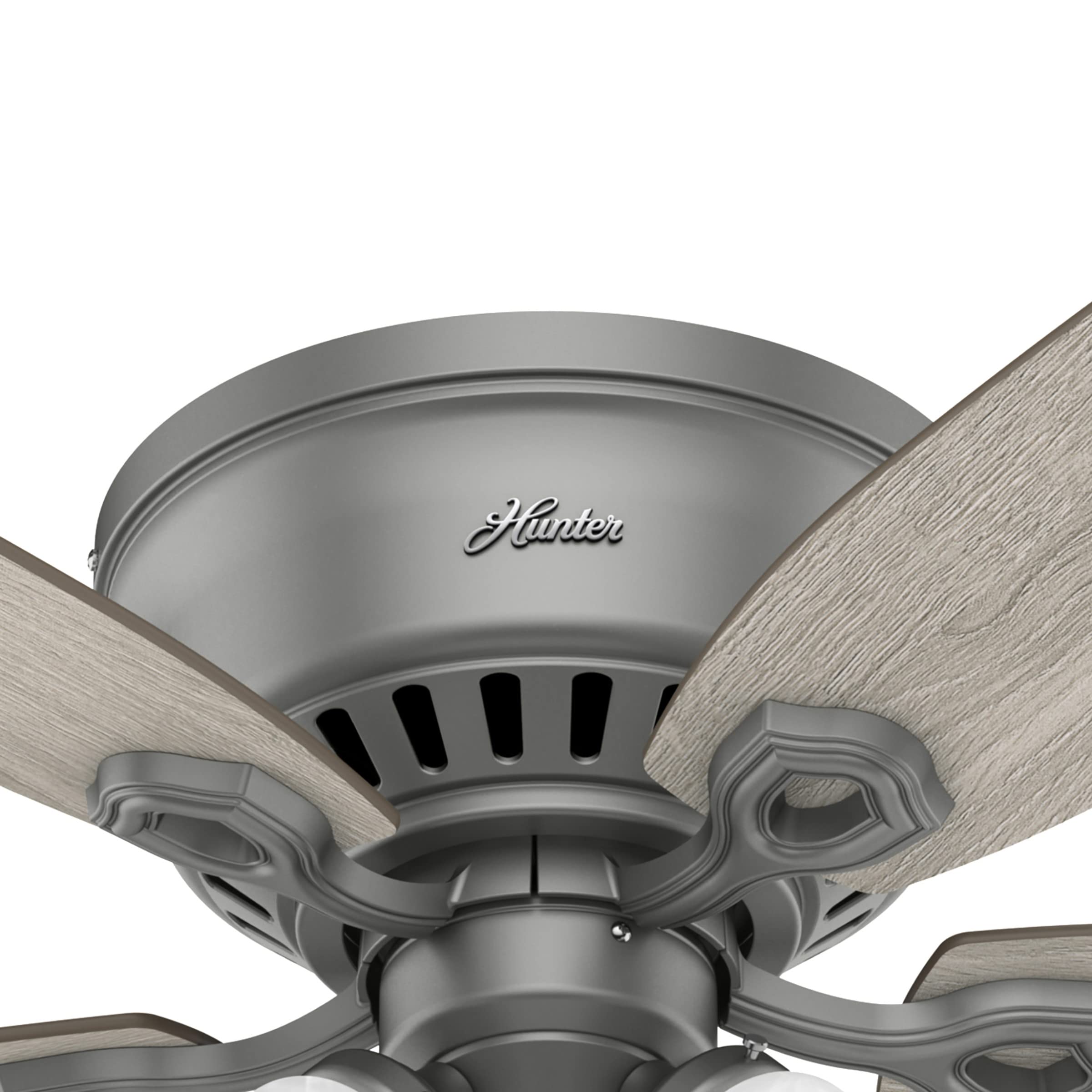 Hunter Fan Company 51113 52-Inch Low Profile Ceiling Fan with LED Light Kit - Matte Silver Finish - Pull Chain Control - Perfect for Bedrooms, Living Rooms & Home Offices