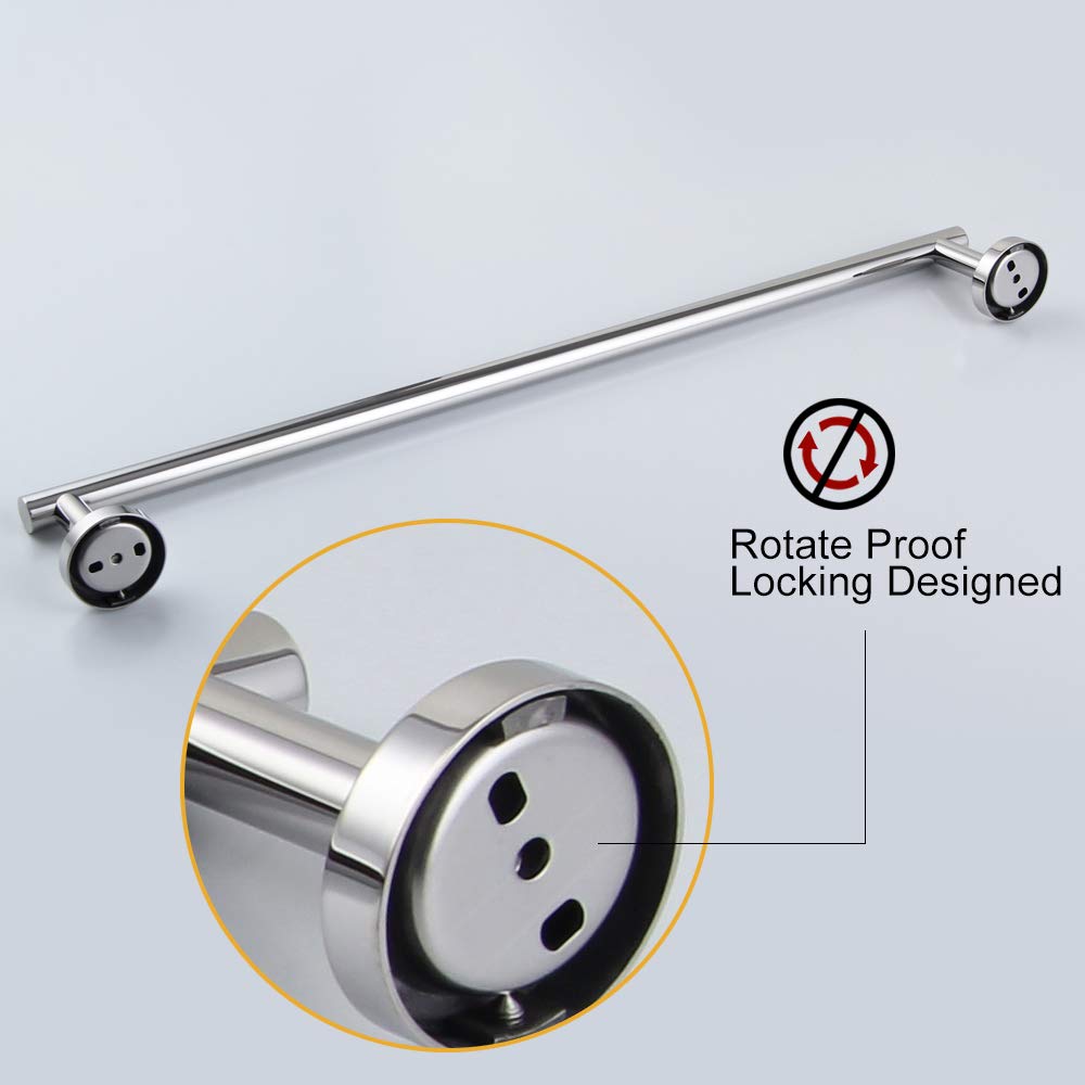 BEIGEEWY 24-Inch Stainless Steel Towel Bar - SUS 304 Wall Mounted Bathroom Towel Holder with Polished Finish - Modern Bathroom Accessories for Shower, Spa & Home Decor