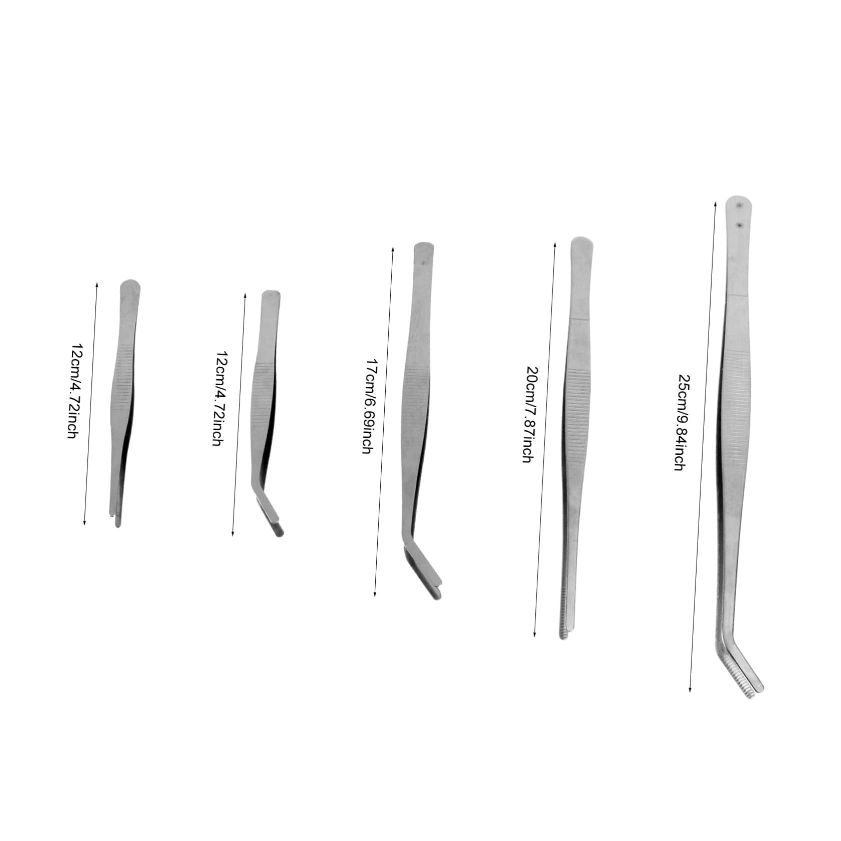 NOLITOY 10-Pack Stainless Steel Precision Tweezers for Gardening, Snake Feeding & Miniature DIY - Curved Tip Tongs for Planting, Reptile Care, Stamp Collecting & Craft Projects