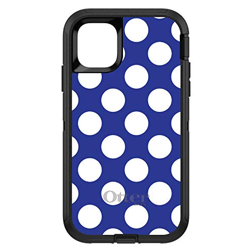 White & Dark Blue Polka Dots On Black Case