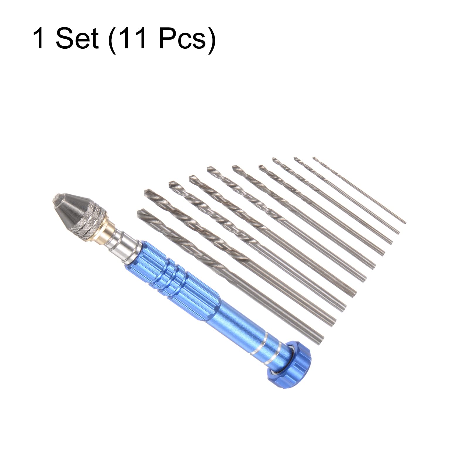 uxcell Mini Twist Drill Pin Vise Hand Tool Set - Precision Hand Drill for Jewelry Making, Model Building & DIY Crafts (Blue)