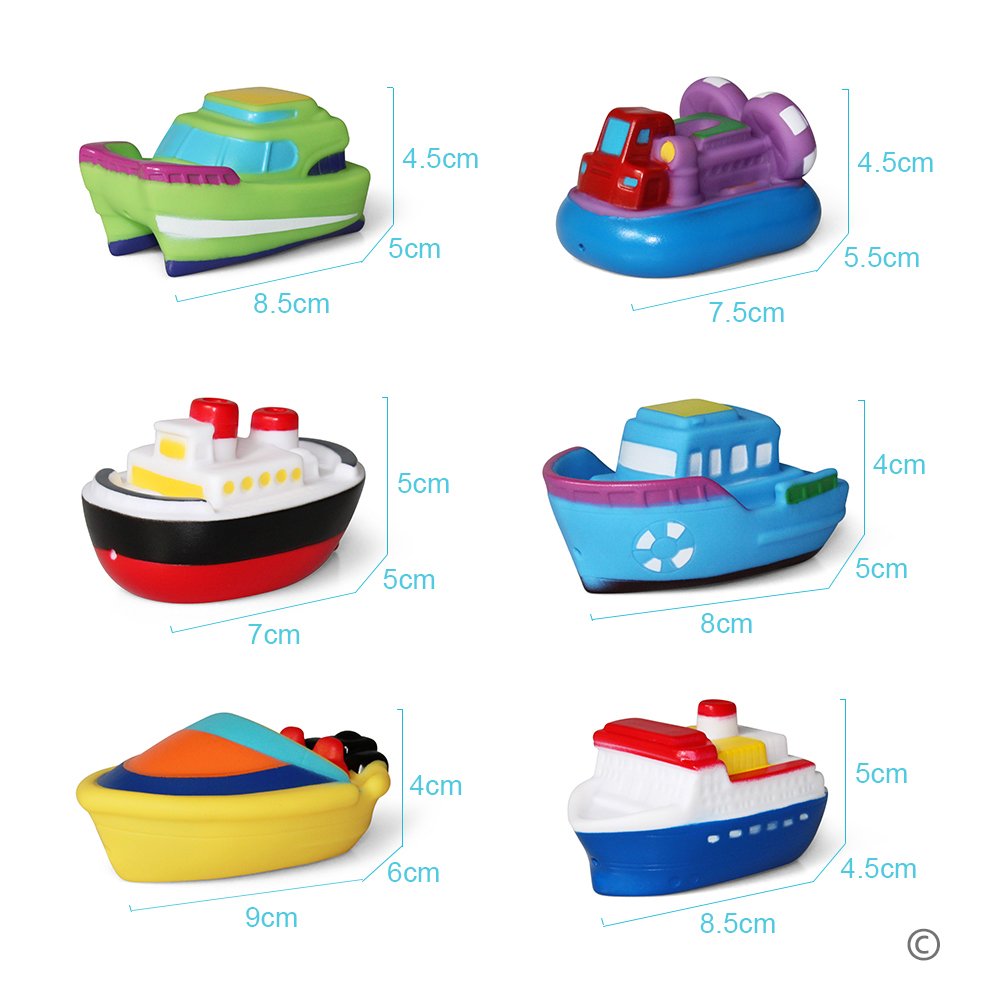 6PCS Floating Bath Toys for Babies - Soft Bathtub Boat, Learning Water & Squirt Toys for Toddlers | Fun Bath Time Play & Early Education
