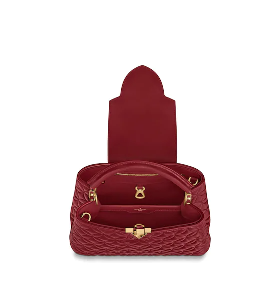 Authentic Louis Vuitton Capucines BB Handbag in Rough Carmin - Luxury Crossbody Bag for Women | Perfect for Date Night, Office & Travel