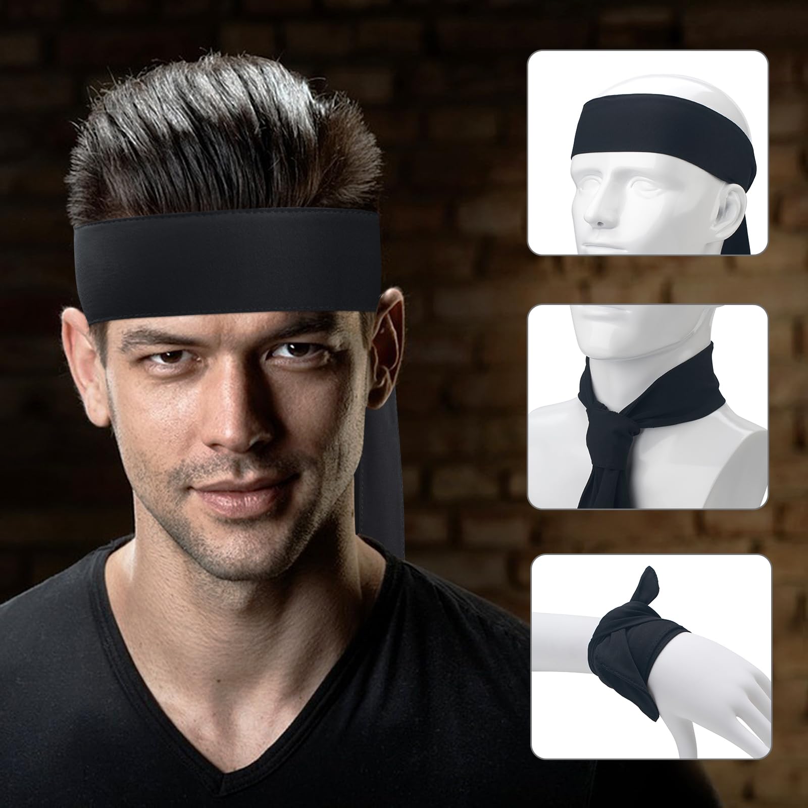 3 Pack Adjustable Head Ties & Sweatbands for Men & Women - Breathable Workout Headbands for Basketball, Running, Tennis, Karate & Athletics - Perfect for Sports, Fitness & Active Lifestyles