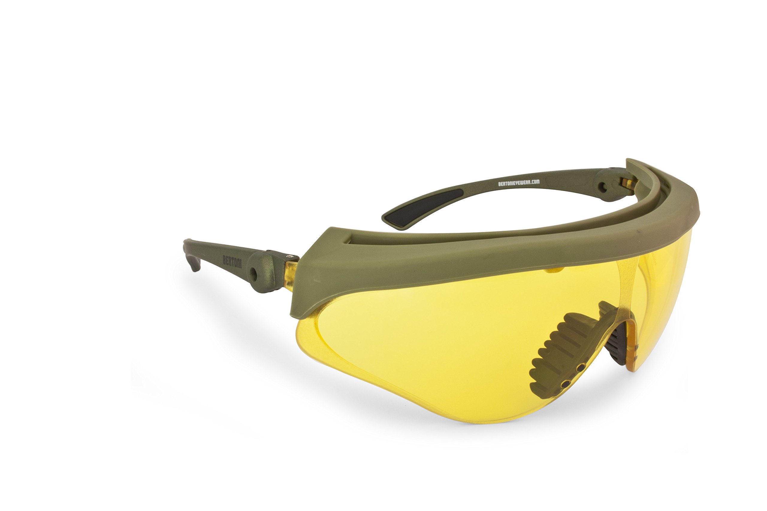 Bertoni AF869 Tactical Shooting Glasses - Shatterproof, Anti-Fog, Adjustable Lens Safety Eyewear for Hunting, Range Shooting & Outdoor Sports