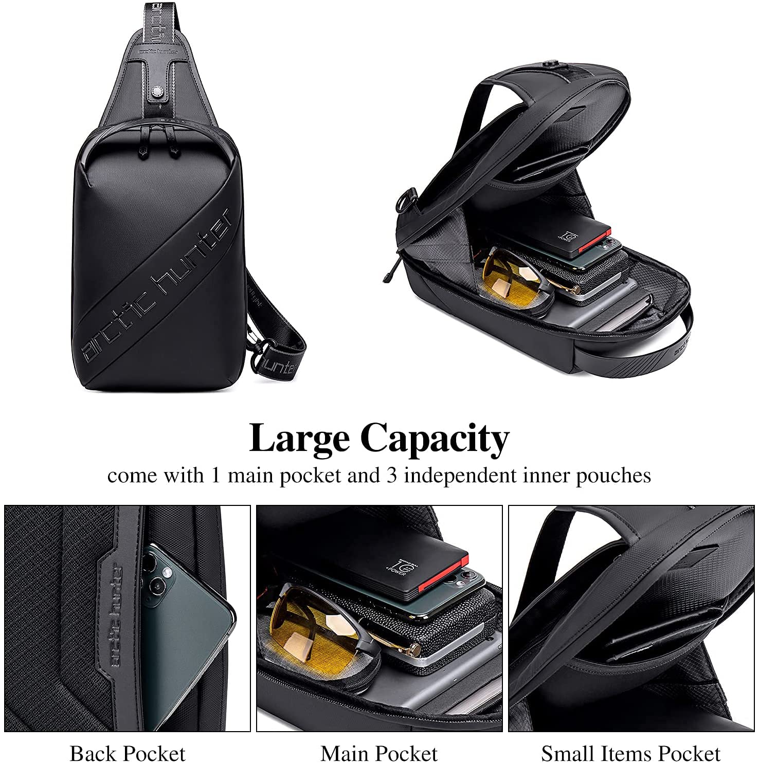 Waterproof Crossbody Sling Bag for Men & Women - Lightweight Durable Chest Shoulder Bag for Travel, Hiking, Walking, Cycling - Perfect Daypack for Outdoor Activities & Daily Commute