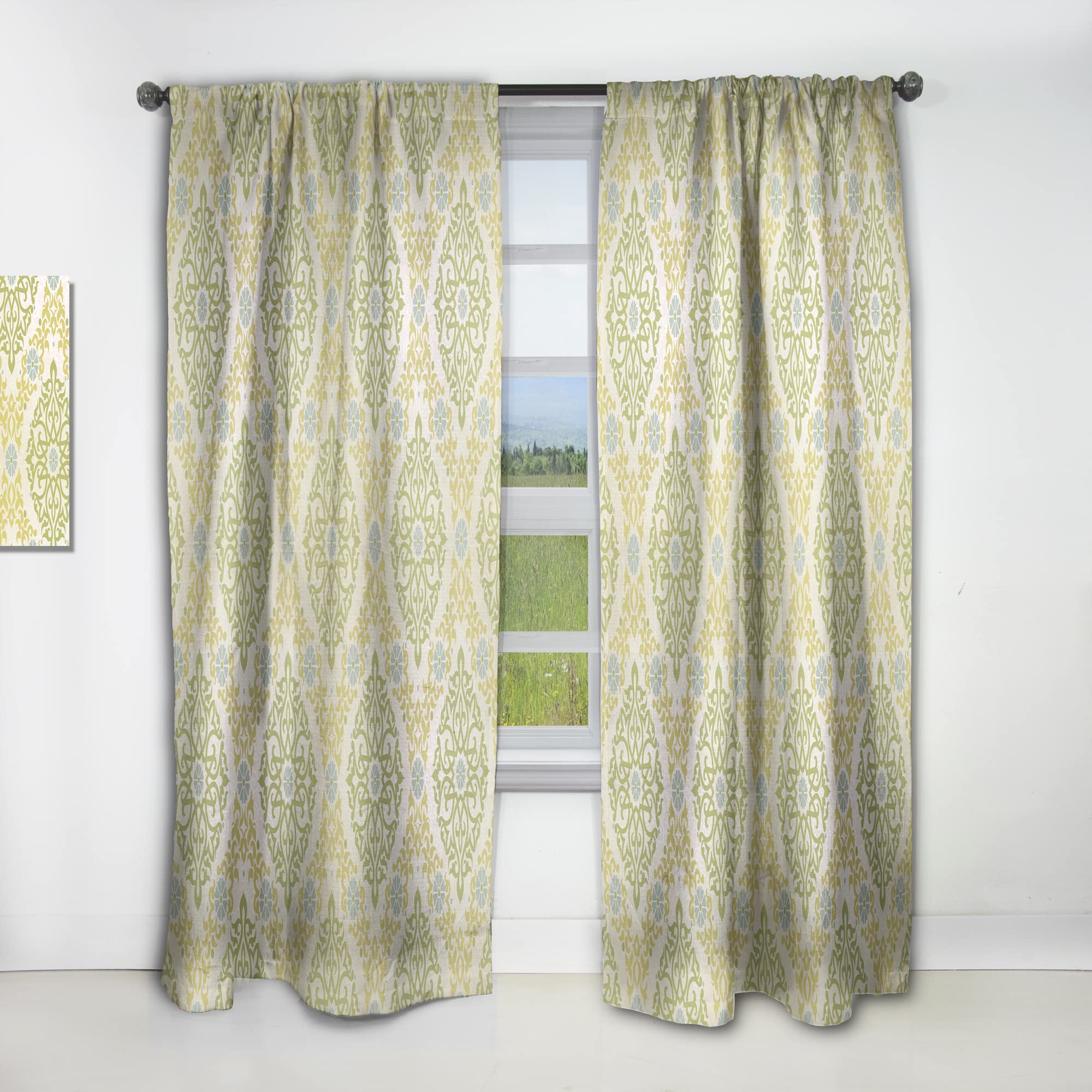 DesignQ Eastern Style Pattern Thermal Insulated Curtains - Single Panel 52x63 - Elegant Window Treatments for Bedroom & Living Room - Perfect for Home Decor & Temperature Control