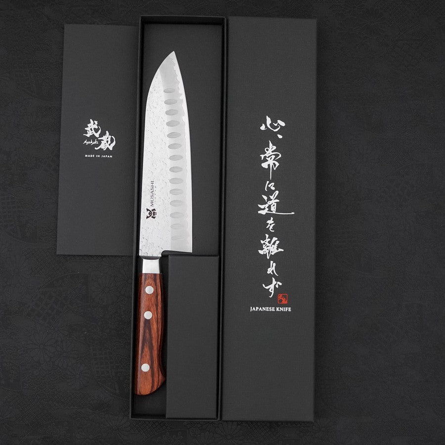 Premium Santoku Knife 180mm - VG-10 Stainless Steel Blade with Tsuchime Hammered Finish & Ergonomic Western Handle - Perfect for Slicing, Dicing, and Chopping Vegetables, Meat, and Fish