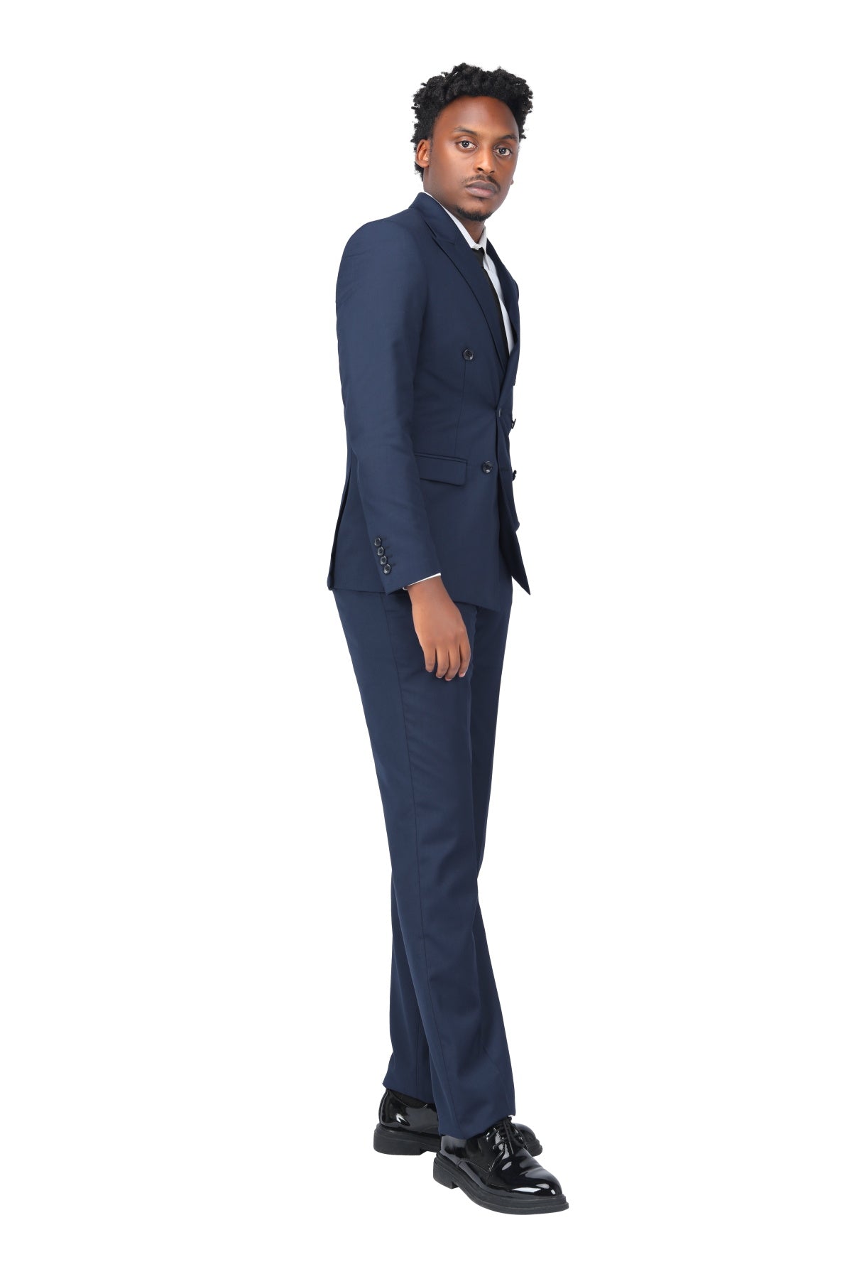 2 Piece Double Breasted Navy Blue Suit for Men - Formal Business Attire, Wedding & Office Wear