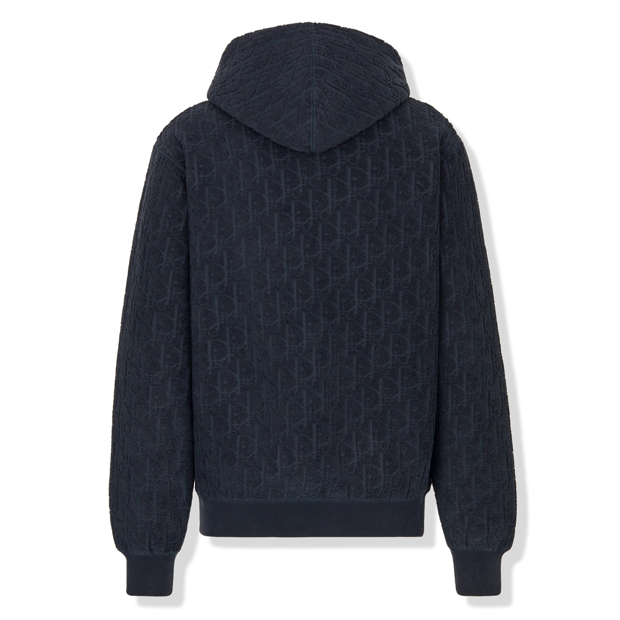 Dior Oblique Terry Cloth Navy Blue Hoodie for Men - Luxury Casual Wear for Street Style & Lounge Comfort