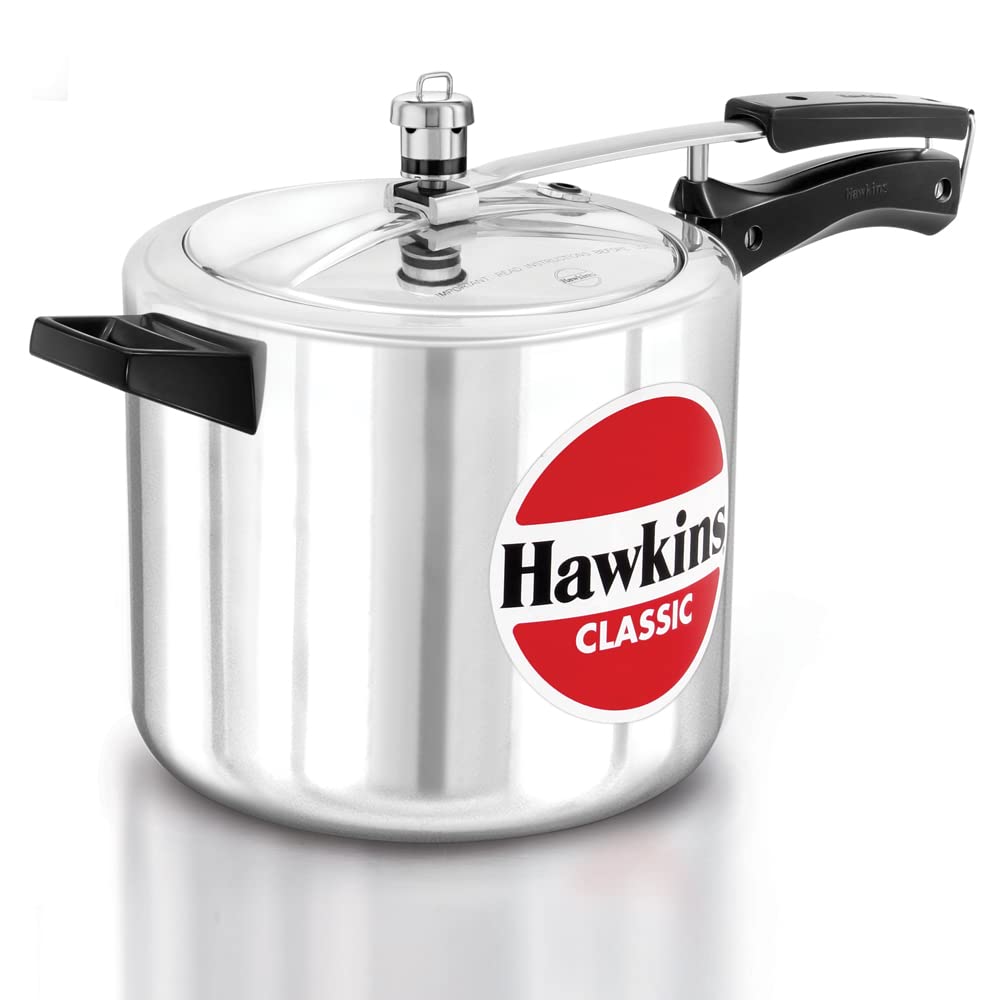 Hawkins Classic 6.5L Aluminum Pressure Cooker - Silver | Fast & Safe Cooking | Perfect for Indian Curry, Stews & Meal Prep