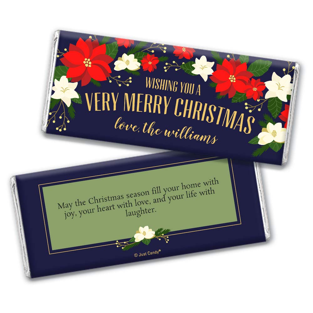 Personalized Christmas Chocolate Bars - 24 Count Bulk Holiday Candy for Gifts, Parties & Stocking Stuffers