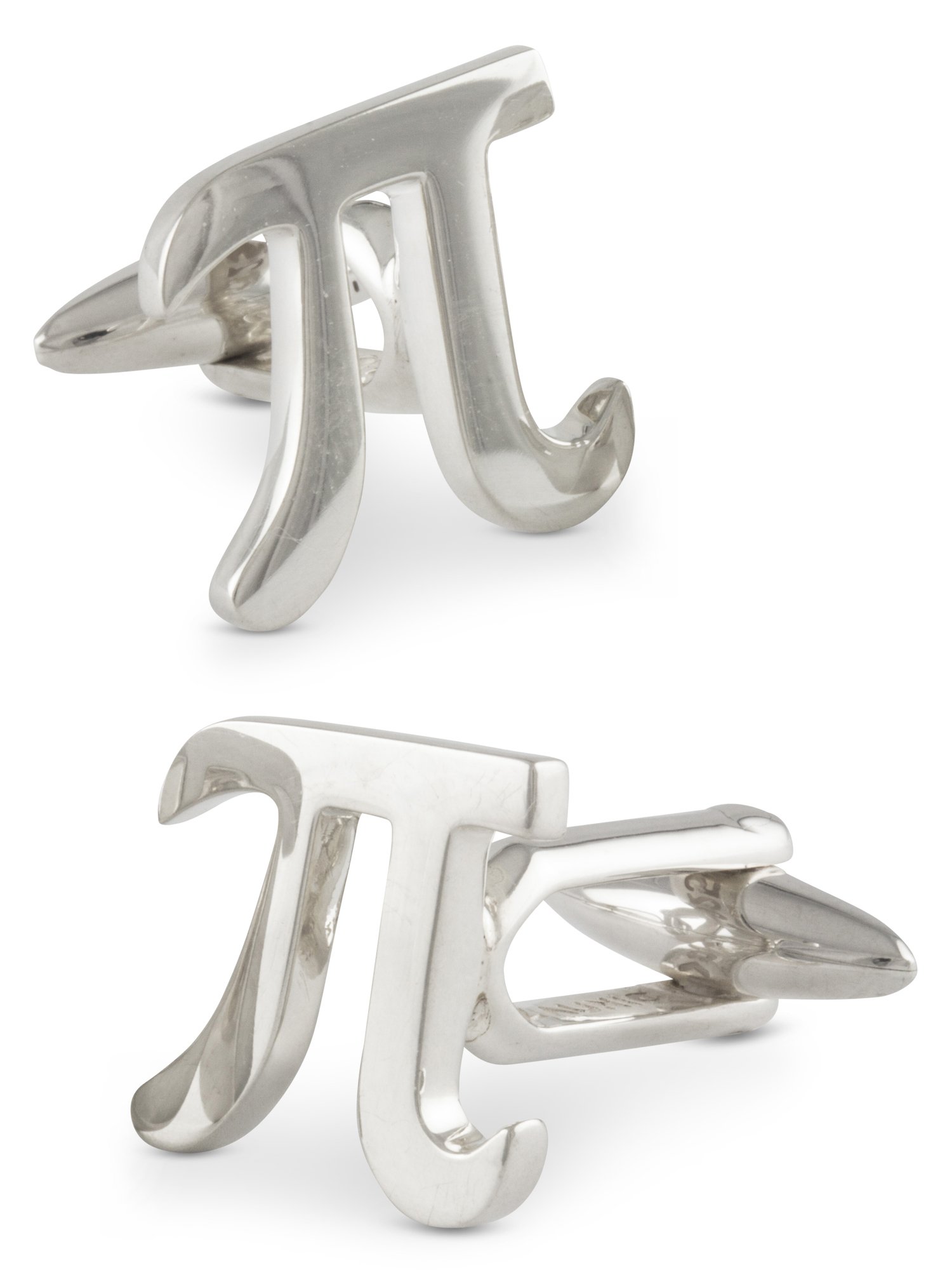 ZAUNICK 3.14 Pi Symbol Sterling Silver Cufflinks - Handcrafted Math & Science Gift for Men - Perfect for Engineers, Teachers & Graduation Gifts