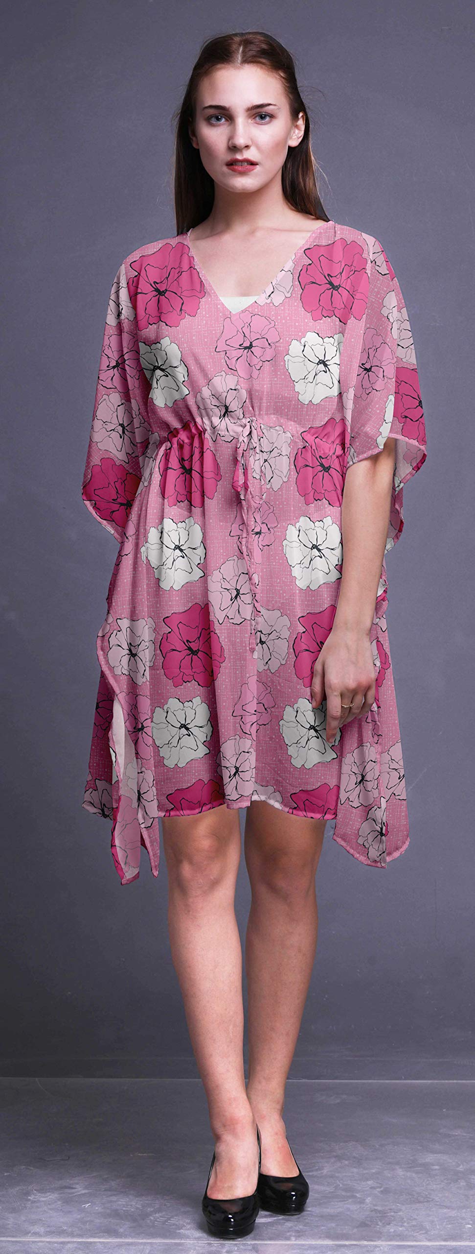 Bimba Women's Short Caftan Midi Dress - Beach Cover Up, Swimwear Cover Up, Summer Kaftan Dress for Pool, Vacation & Boho Outfits
