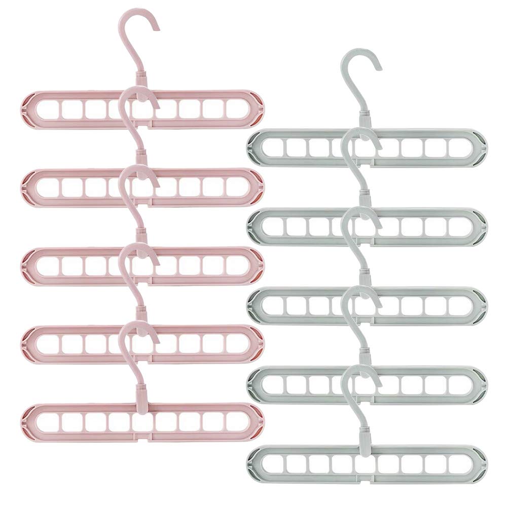 DOITOOL 10-Pack Rotatable Anti-Slip Space Saving Clothes Hangers - Multifunctional Storage Hangers for Home, Hotel & Laundry - Perfect for Drying, Organizing & Maximizing Closet Space (Random Colors)