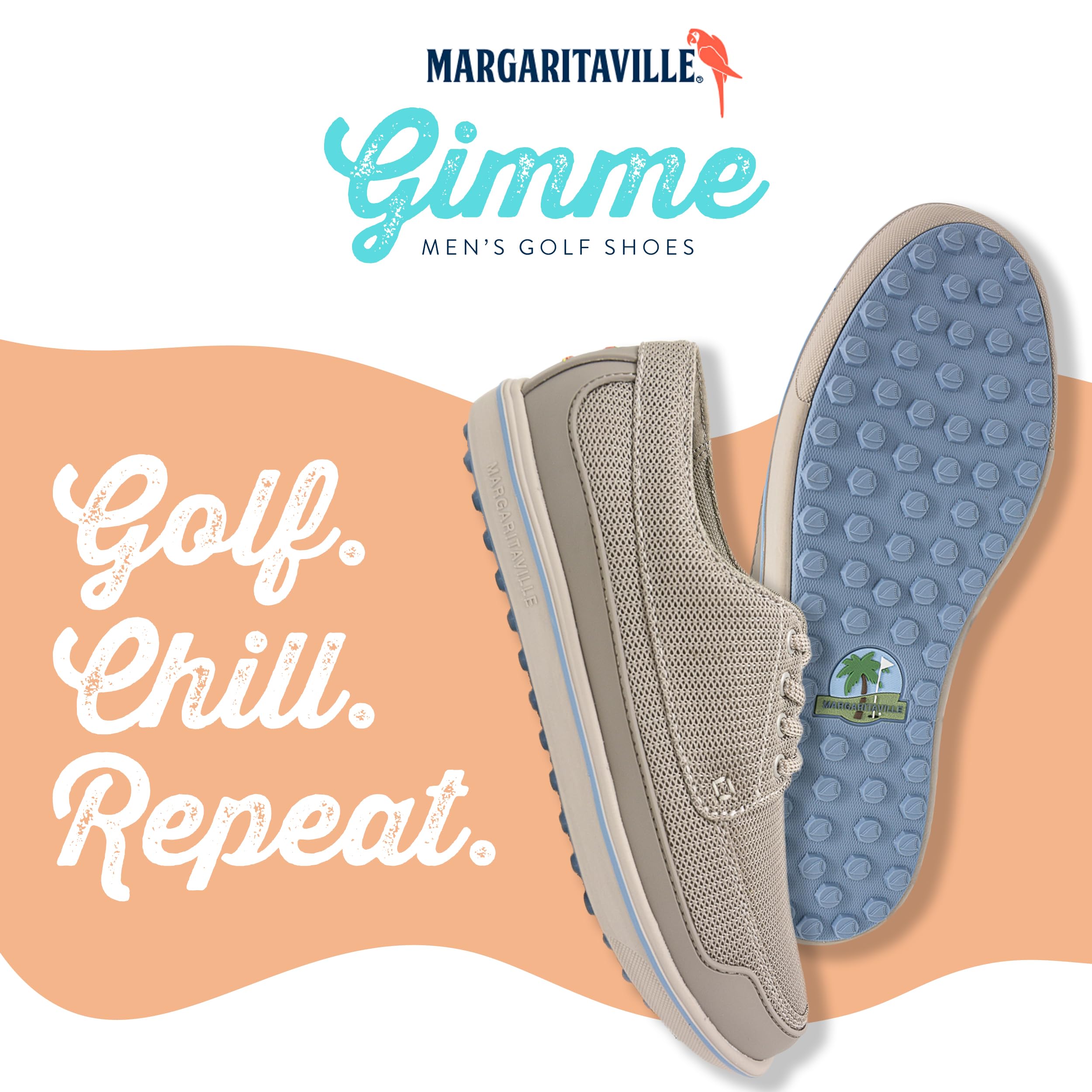 Margaritaville The Gimmie Men's Spikeless Golf Shoes - Comfortable Athletic Footwear with Rubber Toe Guard & Stability Heel Frame - Perfect for Golf Course, Driving Range & Casual Wear