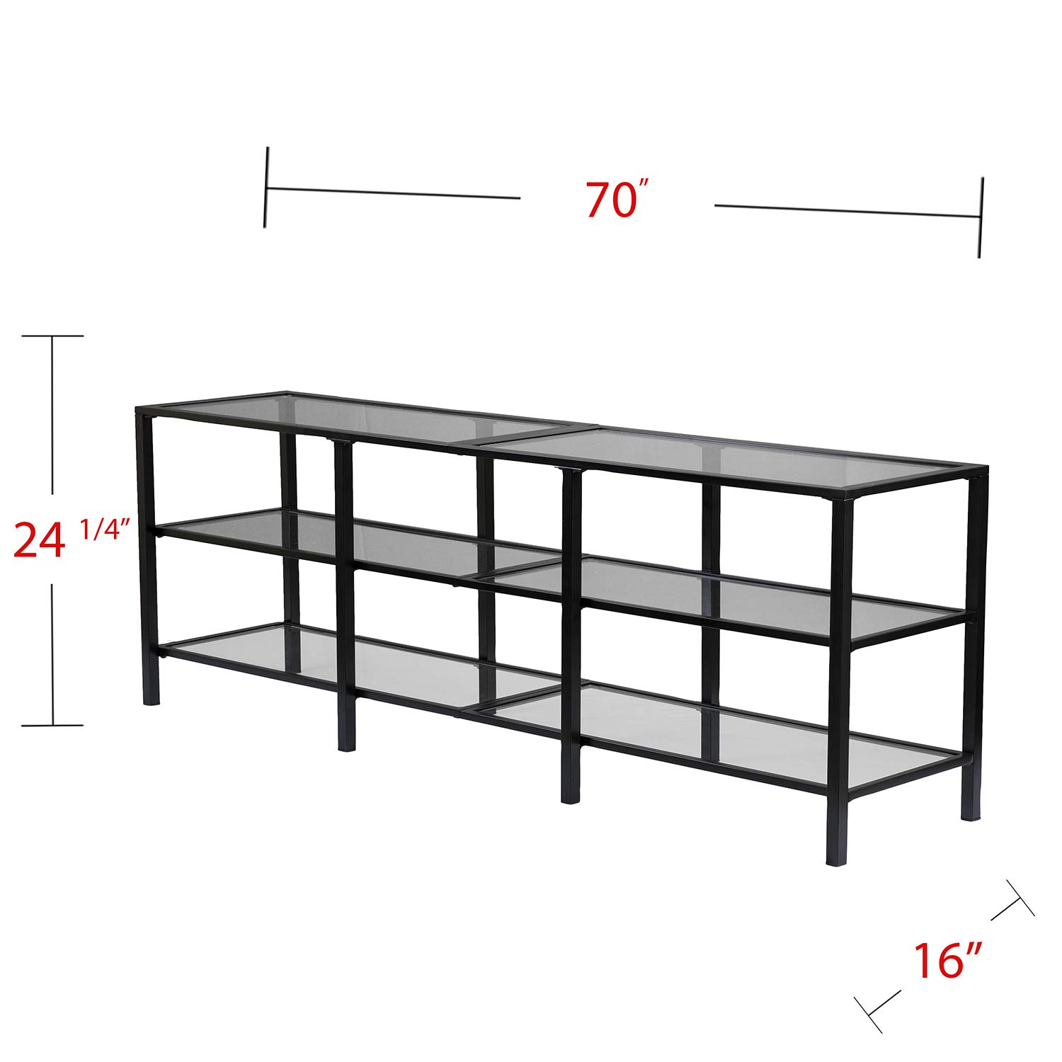 SEI Furniture Tyler Metal and Glass TV Stand - Transitional Style TV Console - Black Finish for Living Room, Bedroom, or Home Theater Setup