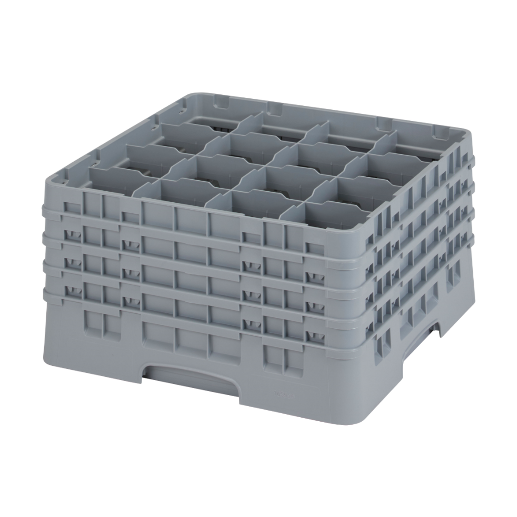 Cambro 16S900151 Camrack Glass Rack with 16 Compartments - Soft Grey Commercial Kitchen Storage Organizer for Bars, Restaurants & Cafes